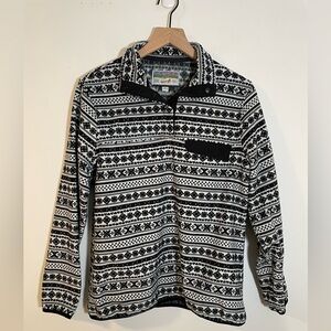 Jachs Cabin Collection Black White Gray Pullover Fleece Jacket Women's Size S